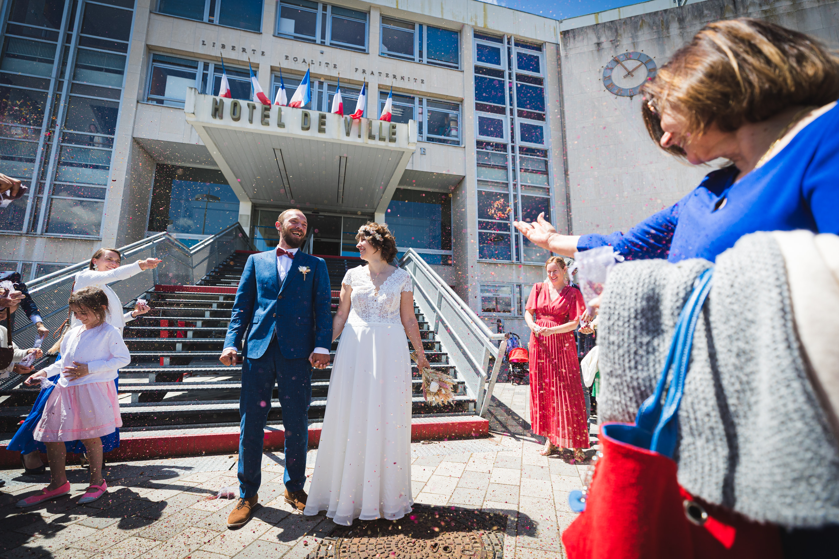 Les mariés à la sortie de l'Hotel de Ville de Sotteville-lès-Rouen